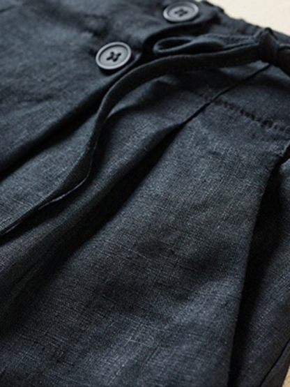 Women's Woven Cotton Linen Baggy Shorts-chiquechics