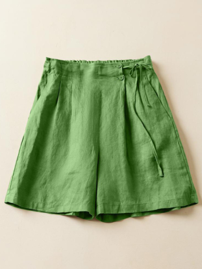 Women's Woven Cotton Linen Baggy Shorts-chiquechics