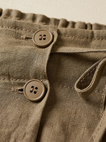 Women's Woven Cotton Linen Baggy Shorts-chiquechics