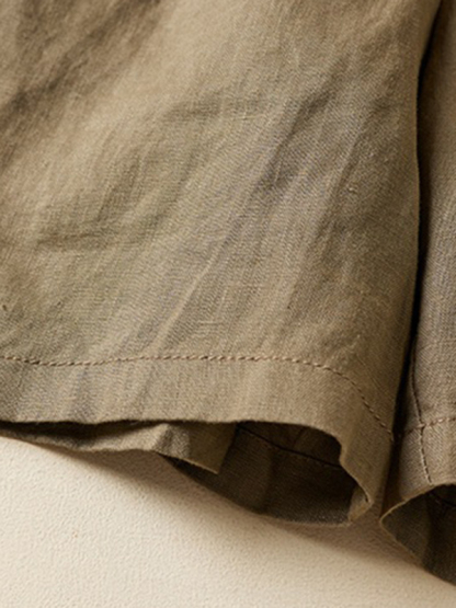 Women's Woven Cotton Linen Baggy Shorts-chiquechics