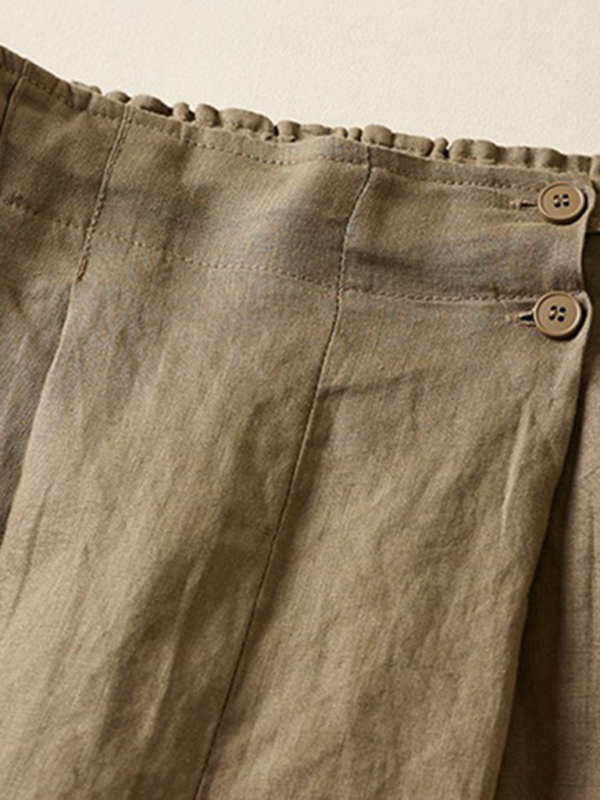 Women's Woven Cotton Linen Baggy Shorts-chiquechics