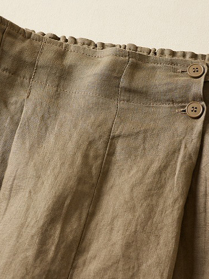 Women's Woven Cotton Linen Baggy Shorts-chiquechics