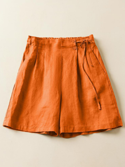 Women's Woven Cotton Linen Baggy Shorts-chiquechics