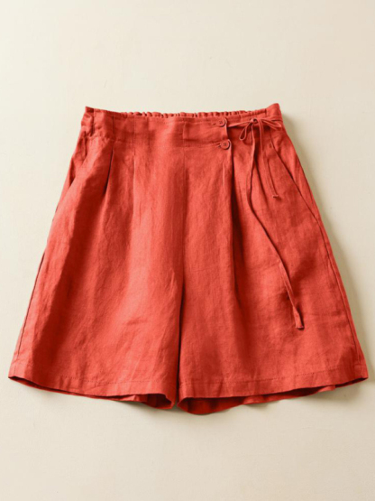 Women's Woven Cotton Linen Baggy Shorts-chiquechics