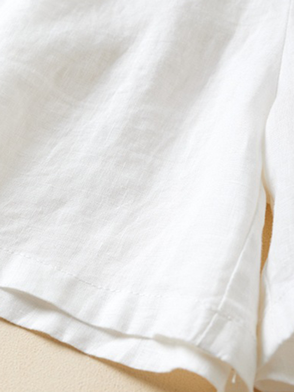 Women's Woven Cotton Linen Baggy Shorts-chiquechics