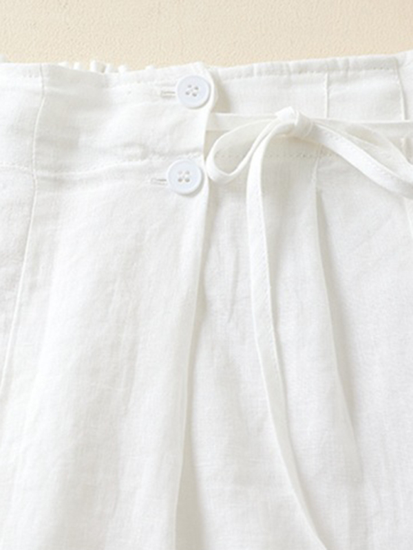 Women's Woven Cotton Linen Baggy Shorts-chiquechics