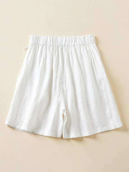 Women's Woven Cotton Linen Baggy Shorts-chiquechics