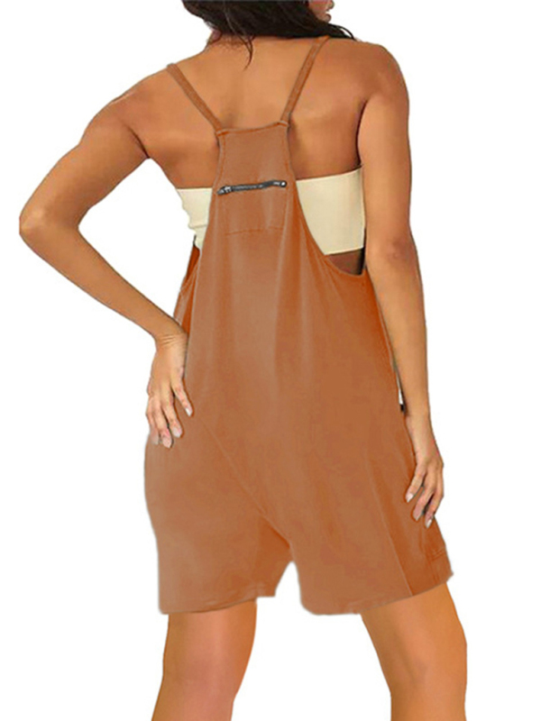 Zipper Pocket Suspenders Jumpsuit Overalls-chiquechics