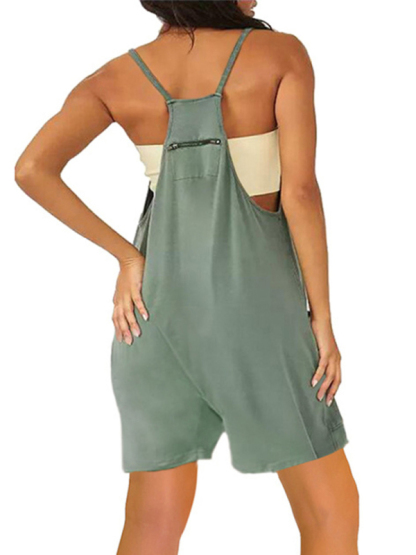 Zipper Pocket Suspenders Jumpsuit Overalls-chiquechics