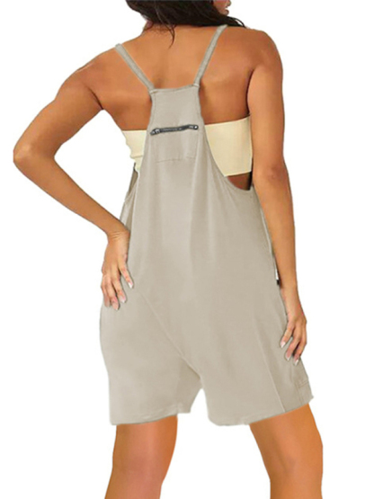 Zipper Pocket Suspenders Jumpsuit Overalls-chiquechics