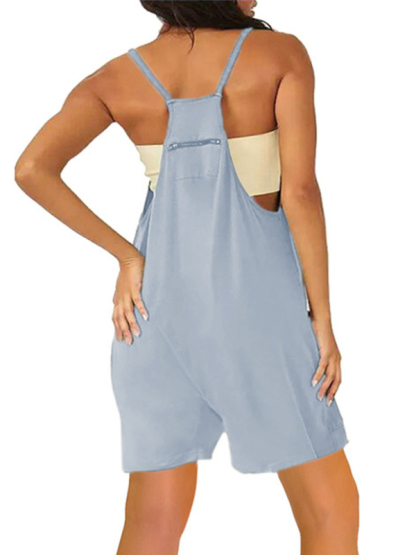Zipper Pocket Suspenders Jumpsuit Overalls-chiquechics