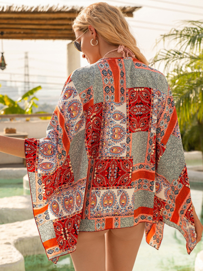 Short Beach Cover Up Sunscreen Sunshade Kimono Cardigan Top-chiquechics