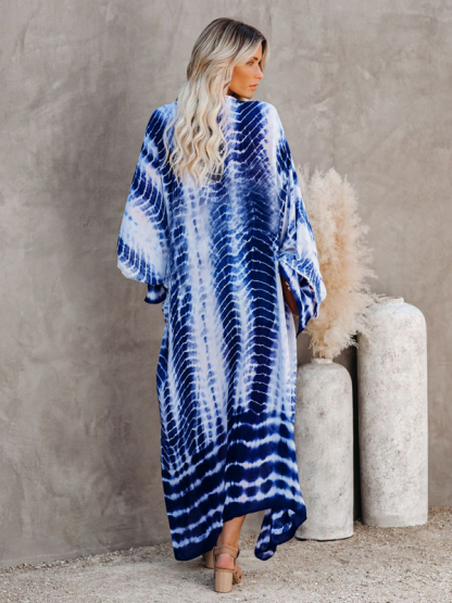 SwimwearBeach Cover Up Tie Dye Graphic Print Sun Protection Cardigan Bikini Over Cover Up-chiquechics