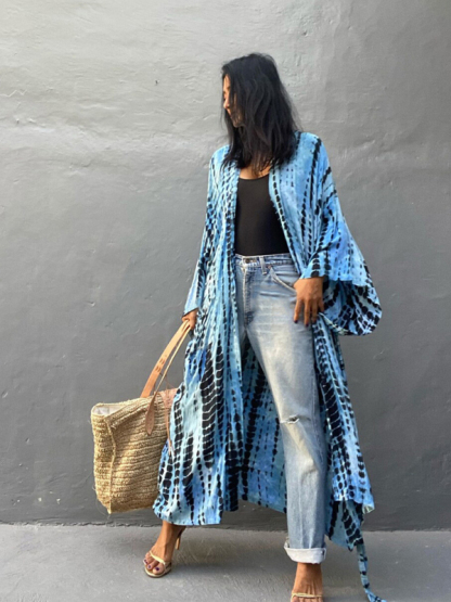 SwimwearBeach Cover Up Tie Dye Graphic Print Sun Protection Cardigan Bikini Over Cover Up-chiquechics