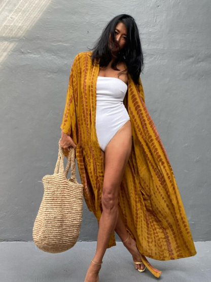 SwimwearBeach Cover Up Tie Dye Graphic Print Sun Protection Cardigan Bikini Over Cover Up-chiquechics
