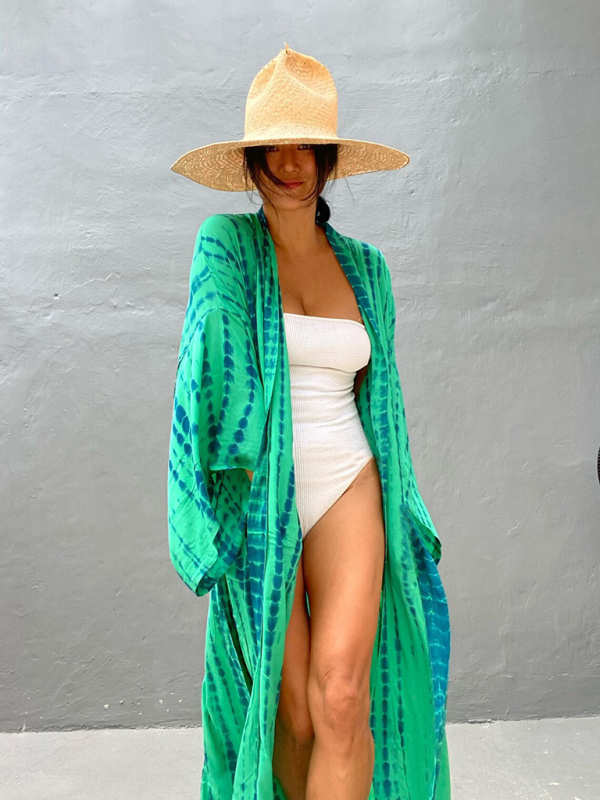 SwimwearBeach Cover Up Tie Dye Graphic Print Sun Protection Cardigan Bikini Over Cover Up-chiquechics