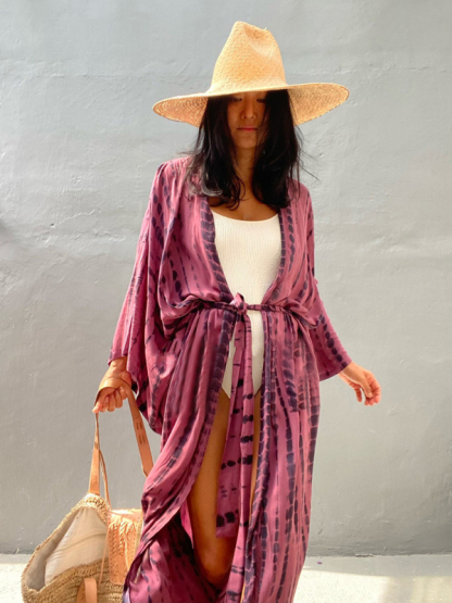 SwimwearBeach Cover Up Tie Dye Graphic Print Sun Protection Cardigan Bikini Over Cover Up-chiquechics