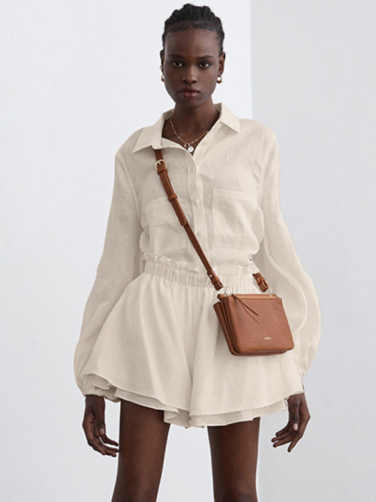 Top Ruffle Shorts Two-piece Casual Fashion Suit-chiquechics