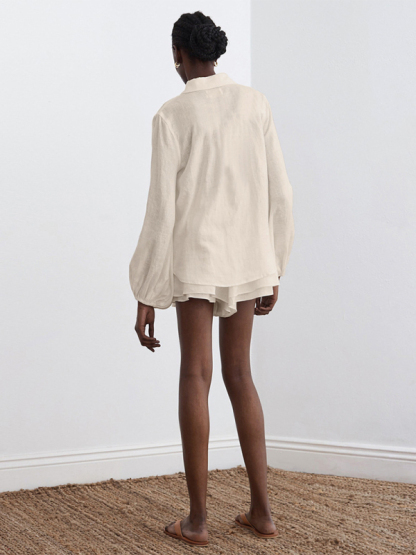 Top Ruffle Shorts Two-piece Casual Fashion Suit-chiquechics