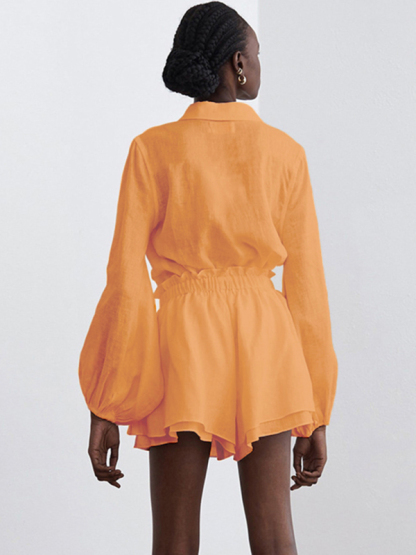 Top Ruffle Shorts Two-piece Casual Fashion Suit-chiquechics