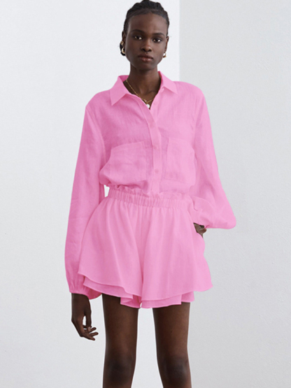 Top Ruffle Shorts Two-piece Casual Fashion Suit-chiquechics