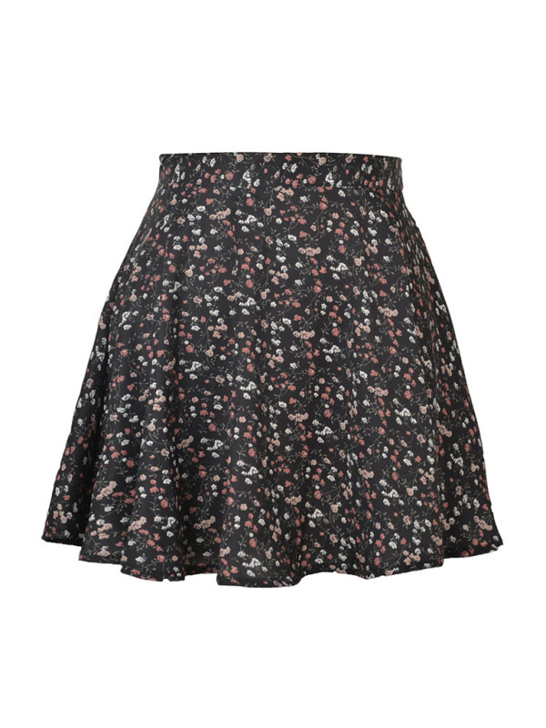 Floral skirt high waist umbrella skirt invisible zipper chiffon printed skirt for women-chiquechics