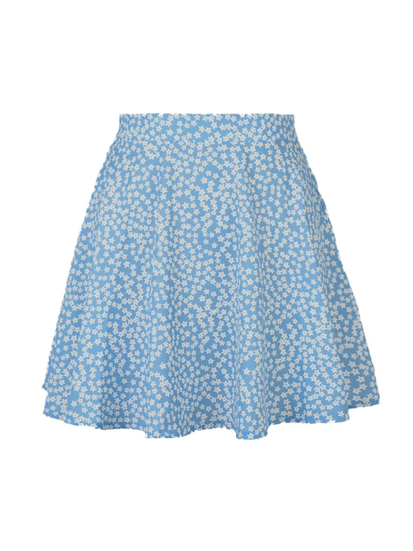 Floral skirt high waist umbrella skirt invisible zipper chiffon printed skirt for women-chiquechics