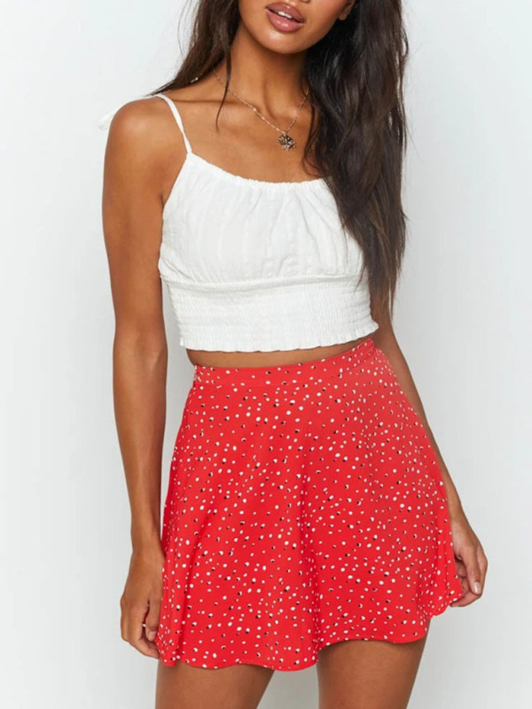 Floral skirt high waist umbrella skirt invisible zipper chiffon printed skirt for women-chiquechics