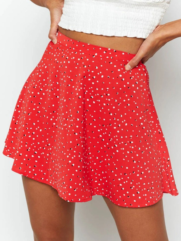 Floral skirt high waist umbrella skirt invisible zipper chiffon printed skirt for women-chiquechics
