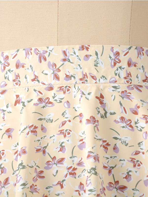 Floral skirt high waist umbrella skirt invisible zipper chiffon printed skirt for women-chiquechics