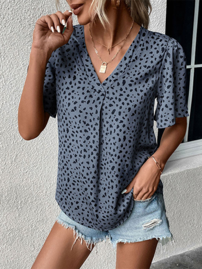 Summer New Fashion Ladies Tops Leopard Print Shirts-chiquechics