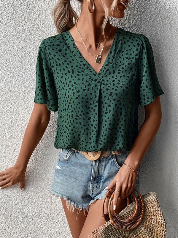 Summer New Fashion Ladies Tops Leopard Print Shirts-chiquechics