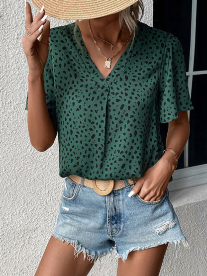 Summer New Fashion Ladies Tops Leopard Print Shirts-chiquechics
