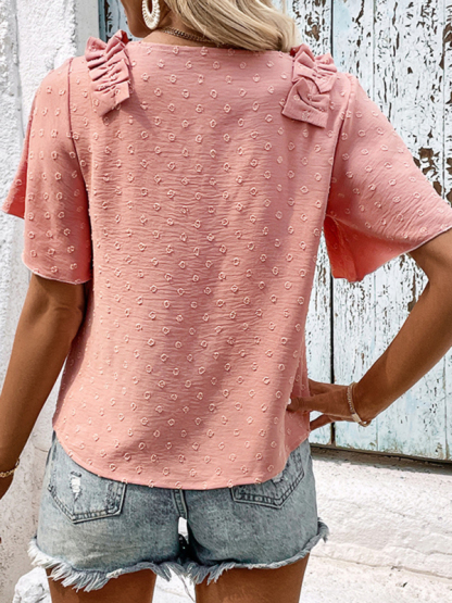 New Fashion Ladies Pink Shirt Design Sense Shirt-chiquechics