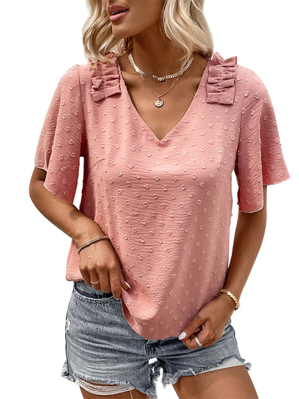 New Fashion Ladies Pink Shirt Design Sense Shirt-chiquechics