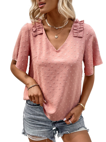 New Fashion Ladies Pink Shirt Design Sense Shirt-chiquechics