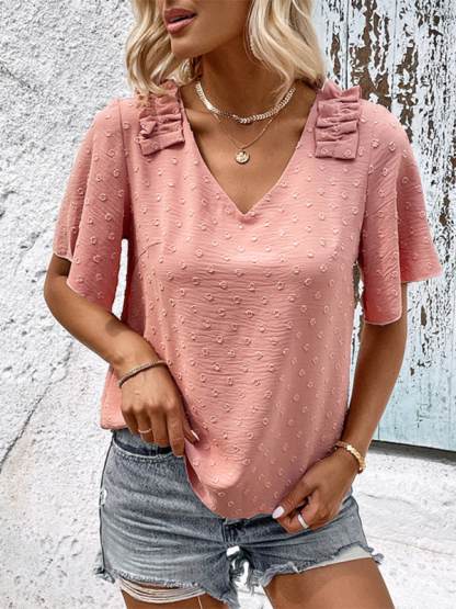 New Fashion Ladies Pink Shirt Design Sense Shirt-chiquechics
