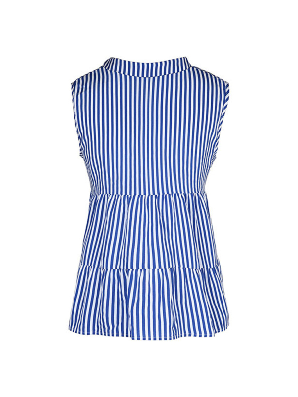 Summer new fashion tops sleeveless v-neck striped shirt-chiquechics