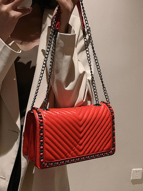 Embroidered thread chain portable small square bag shoulder bag-chiquechics