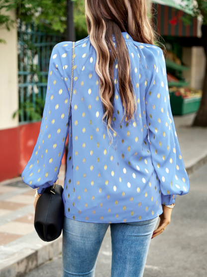 Gold Dot Print Temperament commuting polka dot blouse-chiquechics