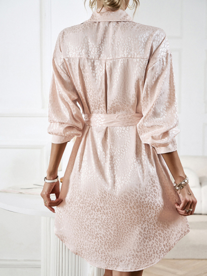 Elegant and elegant shirt collar open placket long sleeve dress-chiquechics