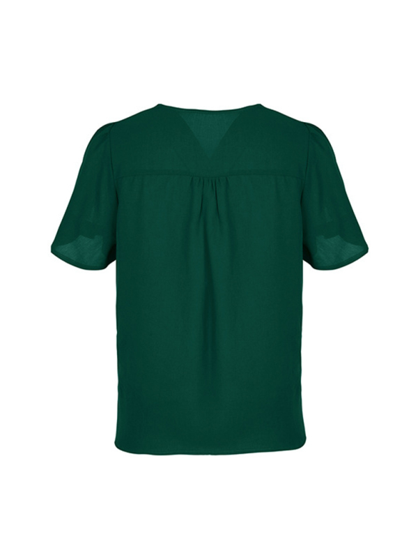New Fashion Ladies Solid Color Pleated Shirt-chiquechics