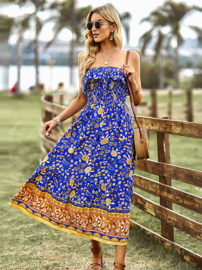New Ladies Bohemian Casual Vacation Long Dress-chiquechics
