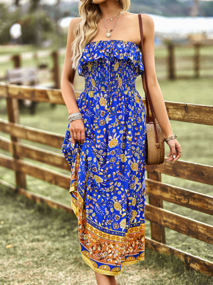 New Ladies Bohemian Casual Vacation Long Dress-chiquechics
