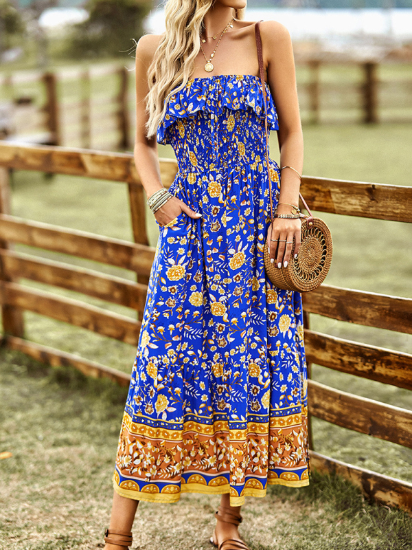 New Ladies Bohemian Casual Vacation Long Dress-chiquechics