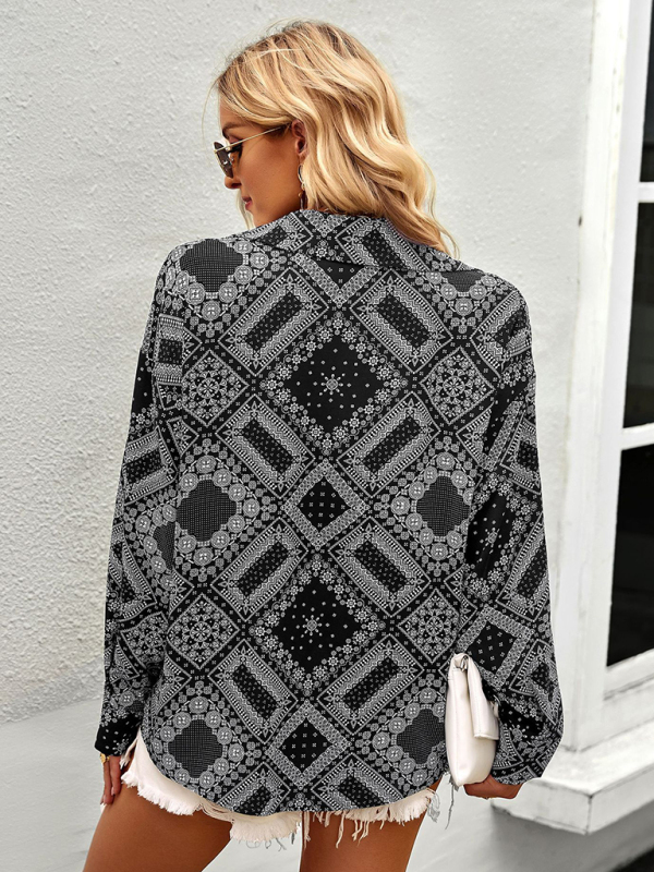 New Four Seasons Casual Print Long Sleeve Shirt-chiquechics