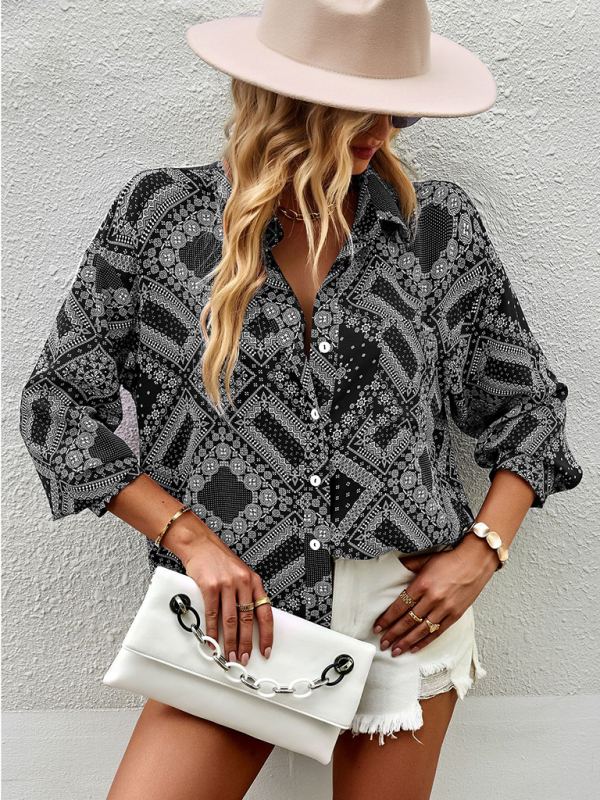New Four Seasons Casual Print Long Sleeve Shirt-chiquechics
