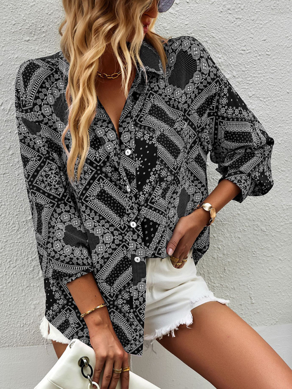 New Four Seasons Casual Print Long Sleeve Shirt-chiquechics