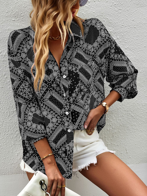 New Four Seasons Casual Print Long Sleeve Shirt-chiquechics