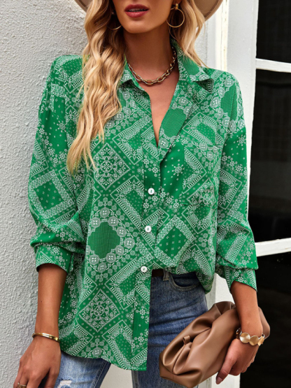 New Four Seasons Casual Print Long Sleeve Shirt-chiquechics